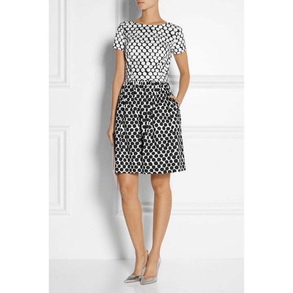 OSCAR DE LA RENTA Women's Polka Dot Cotton Blend Poplin Dress Size S